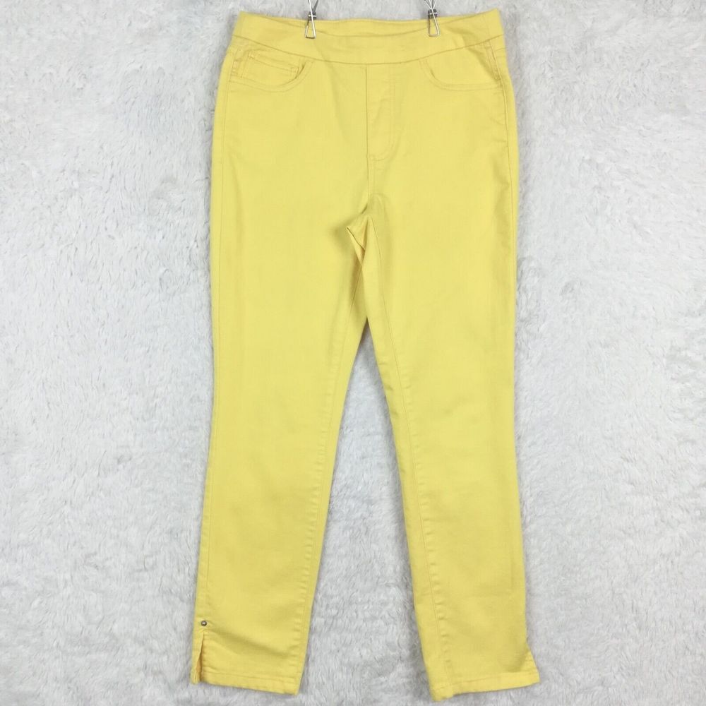 Tribal Womens Jeans Skinny Crop Denim Yellow‎ Split Hem Pull On Mid Rise 6